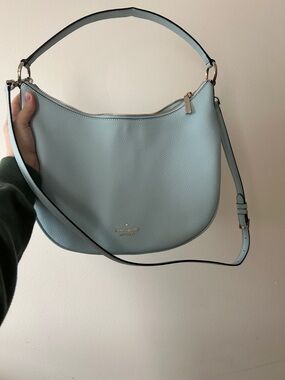 kate spade Sky Blue Pebbled Leather Shoulder Bag with Long Crossbody strap